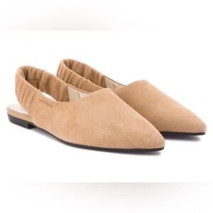 Vagabond Tan Suede Leather Slingback Pointed Toe Flats
